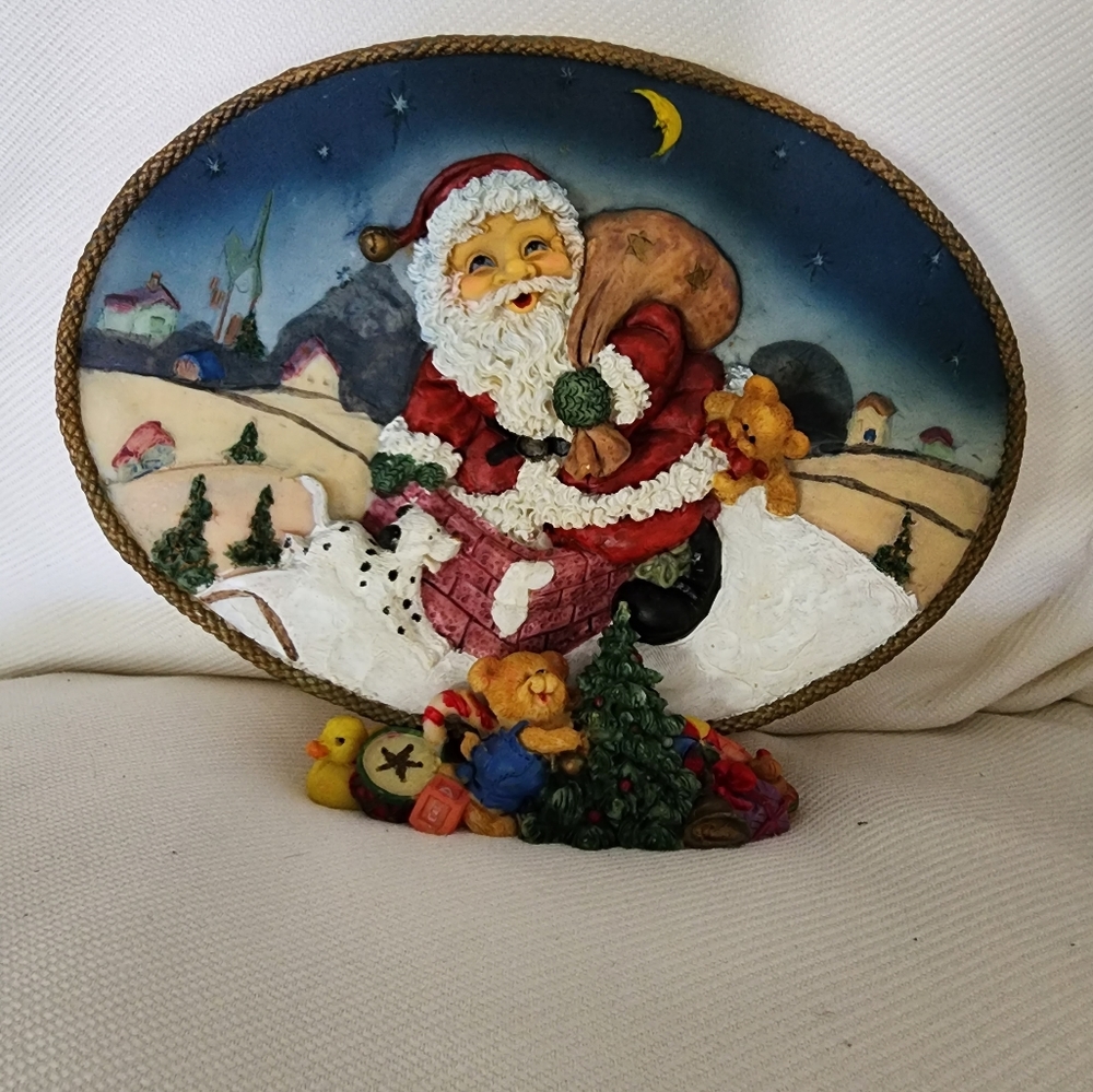 Polyresin Santa decoration plate